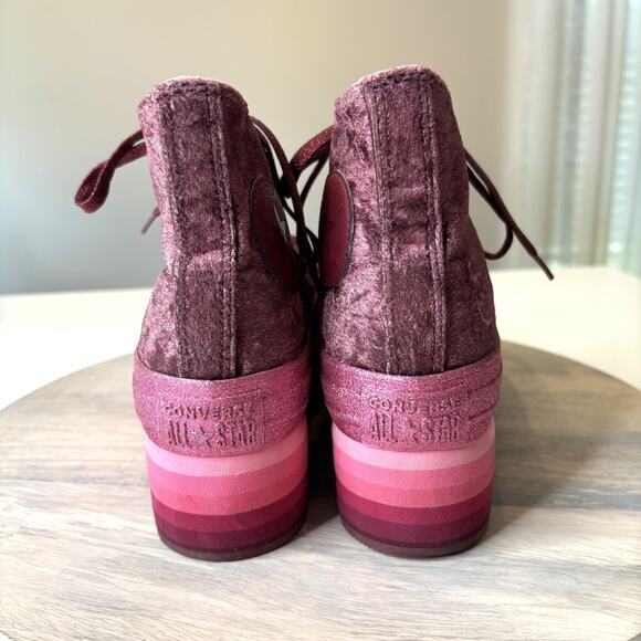 Miley Cyrus Converse All Star Velvet Glitter Pink Platform Sneakers Women’s 7 - Picture 7 of 11